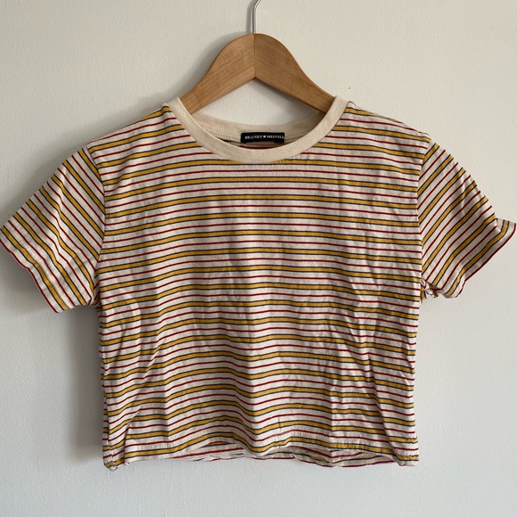 Brandy Melville yellow striped t-shirt - Picture 1 of 3